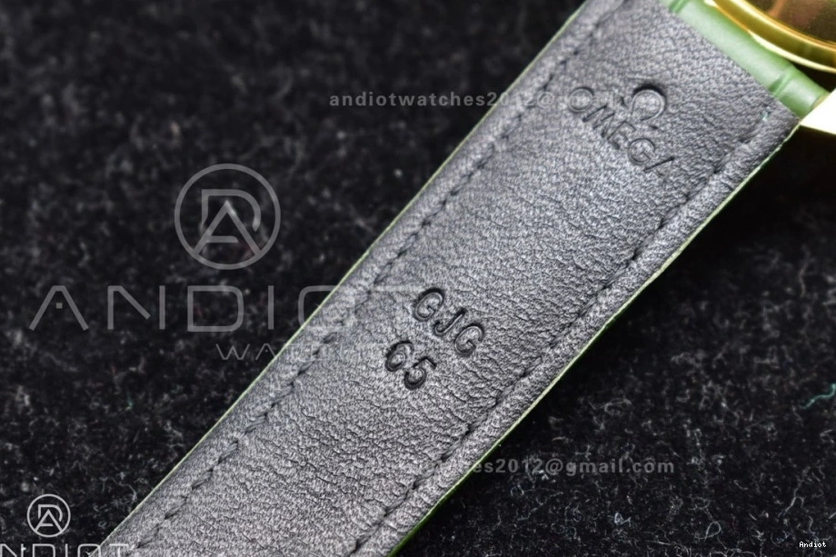 Green Manual in Dial Speedmaster RMF Green on Edition Moonwatch Leather Strap Best YG Gold Chrono Moonshine 1225